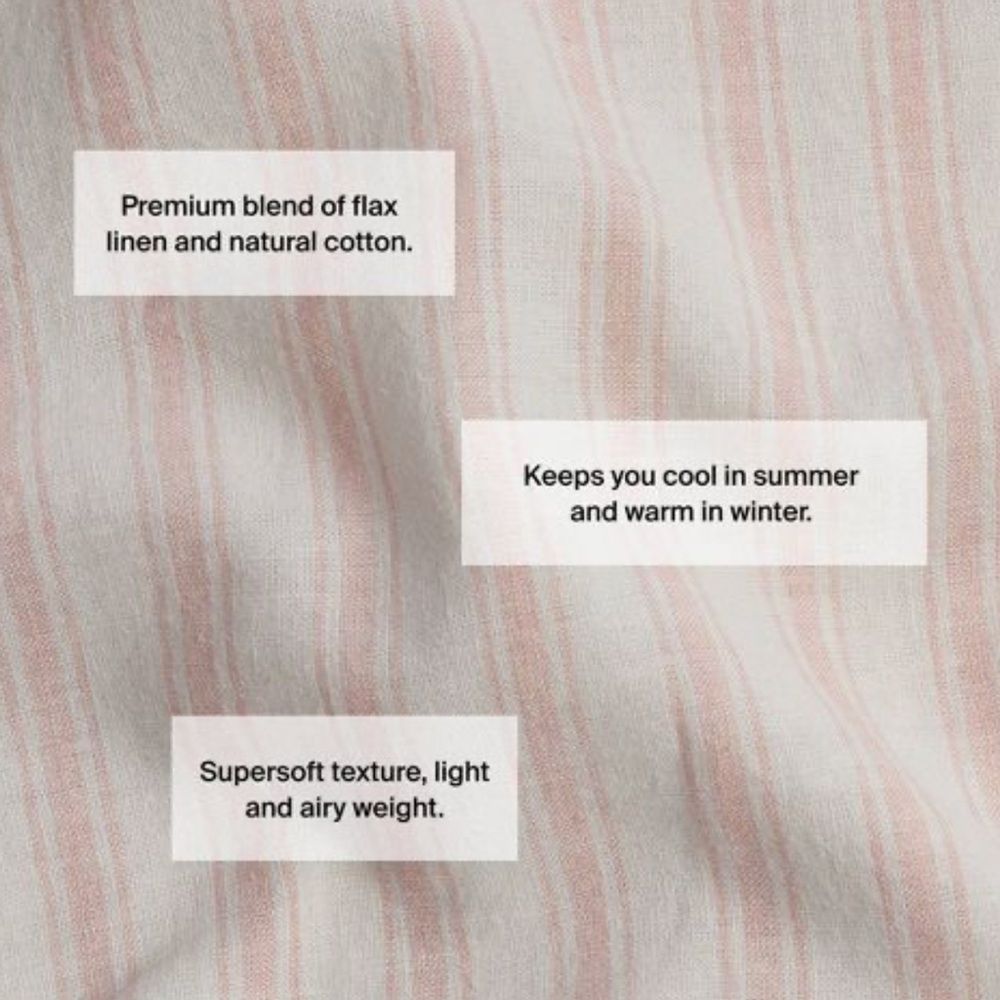 Full/Queen Relaxed Linen Stripe Duvet Cover & Sham Set Petal & Parchment - Picture 3 of 4